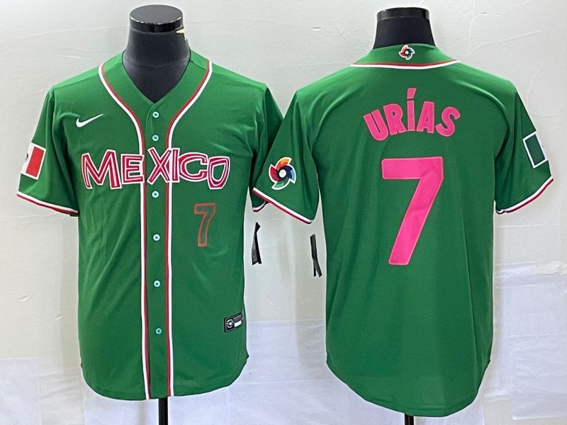Men 2023 World Cub Mexico #7 Urias Green pink Nike MLB Jersey7